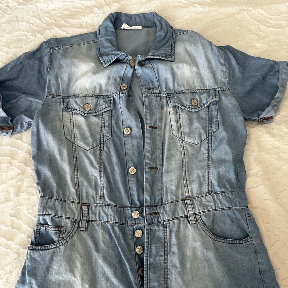 Large Jean short romper